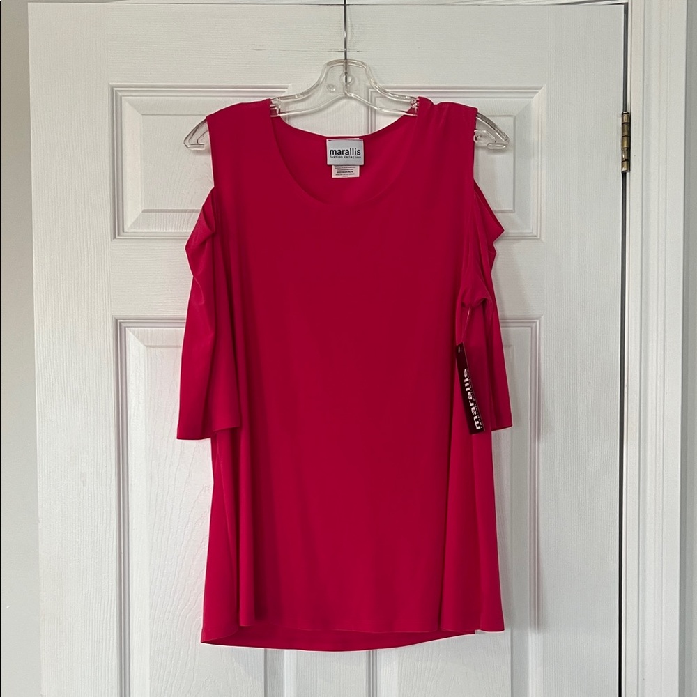 Marallis Elegant pink Cold Shoulder Blouse